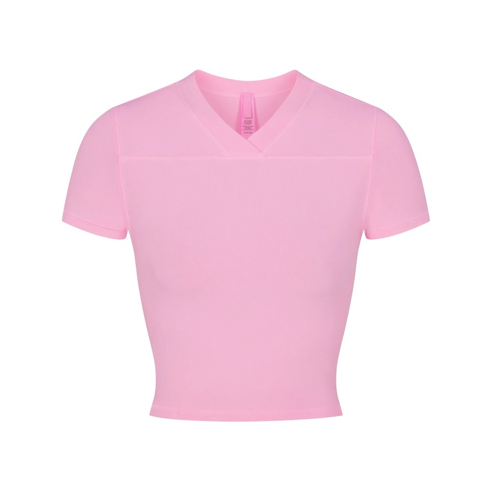 NEW VINTAGE SPORT CROPPED V NECK T-SHIRT | COTTON CANDY